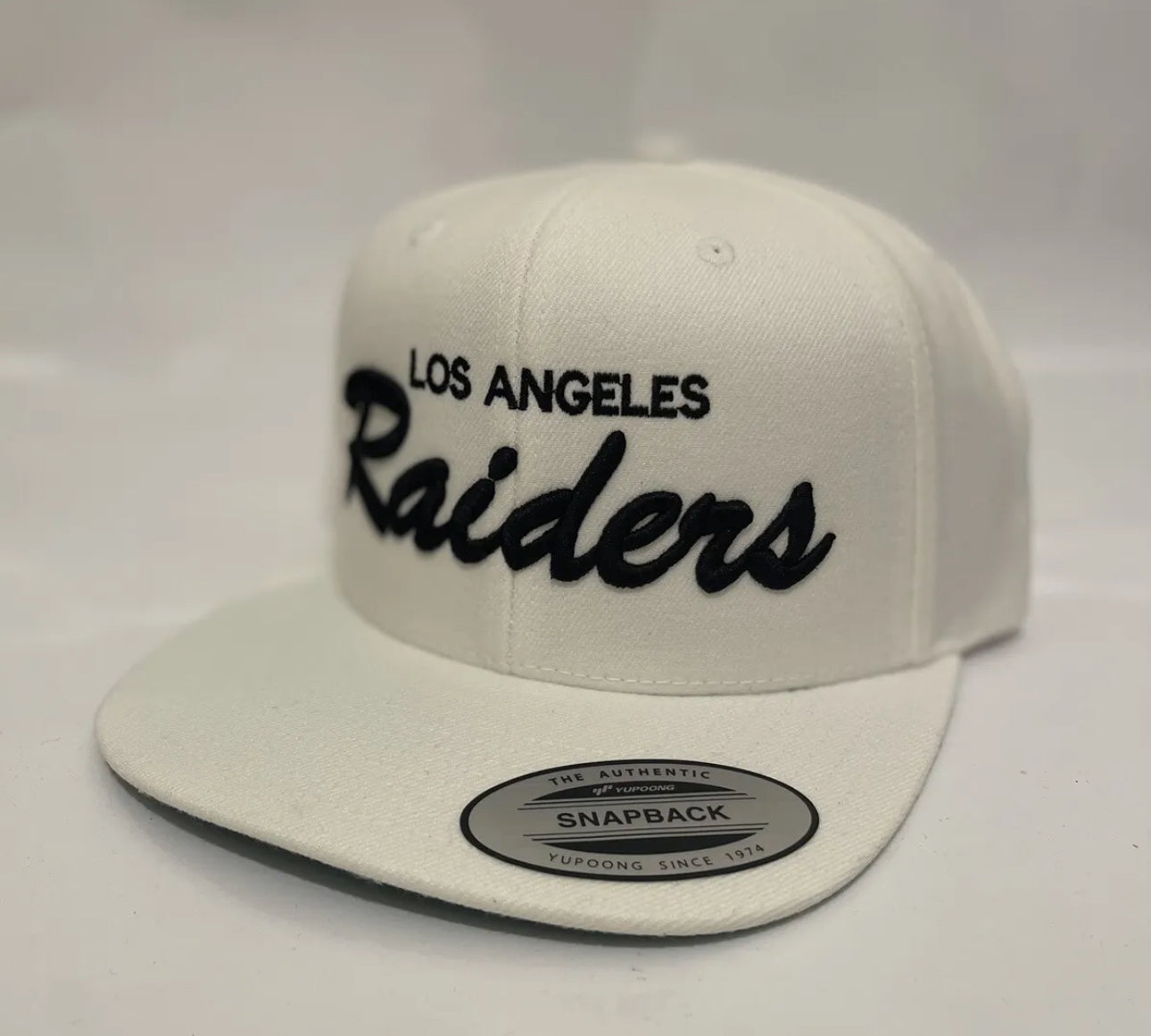 Los Angeles LA Raiders Script Classic Snapback Cap Hat Adjustable White