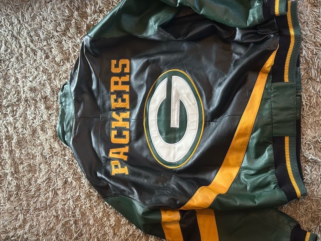 Men's NFL Green Bay Packers Leather Jacket - 2XL - Green/Black