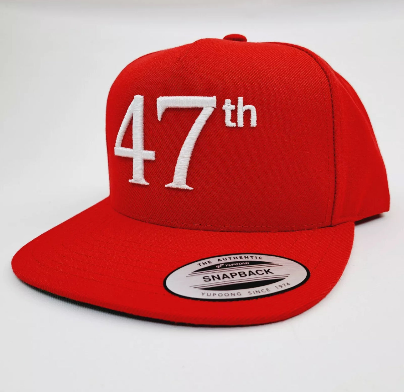 47th MAGA Trump 2024 Red Hat Cap  Embroidered Flat Bill Snapback Solid