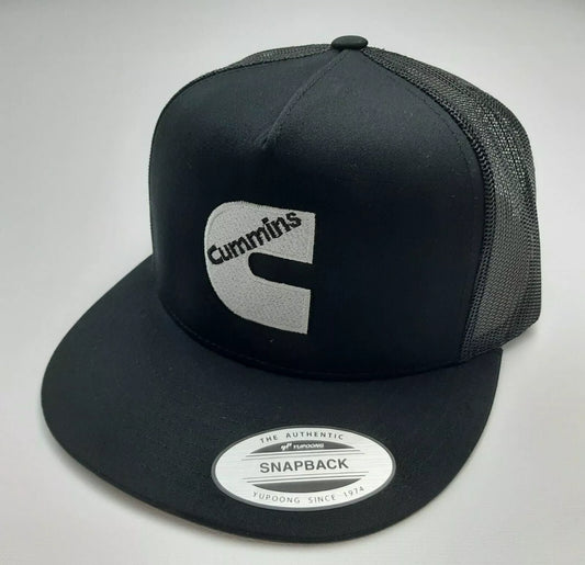 Cummins Flat Bill Mesh Snapback Embroidered Baseball Cap Hat Black