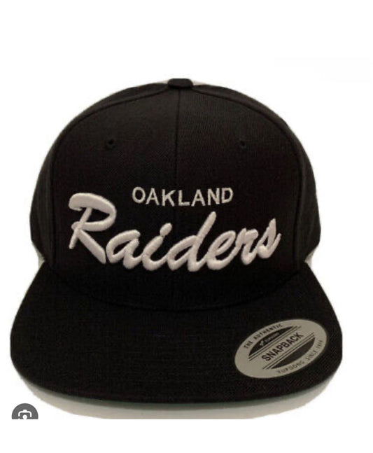 Oakland Raiders Script Classic Snapback Cap Hat Adjustable Black