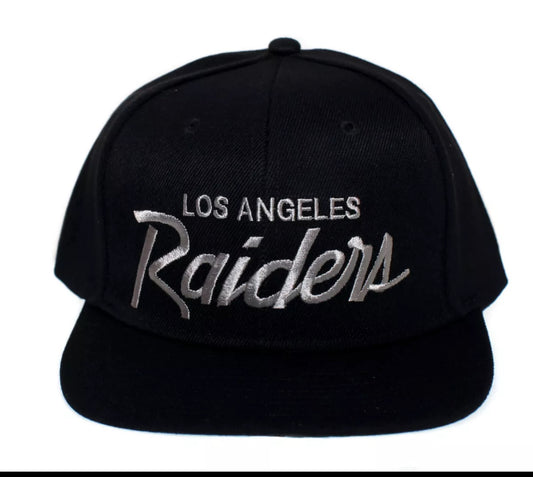 Los Angeles Raiders LA Hat Script Black Snapback Cap 90s Rap NWA ICE CUBE EAZY E