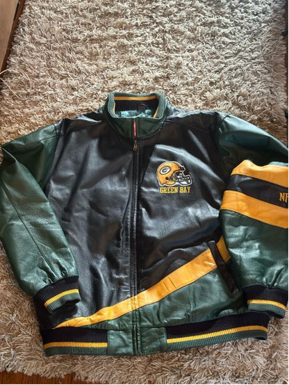 Men's NFL Green Bay Packers Leather Jacket - 2XL - Green/Black