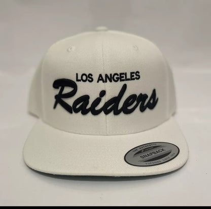 Los Angeles LA Raiders Script Classic Snapback Cap Hat Adjustable White