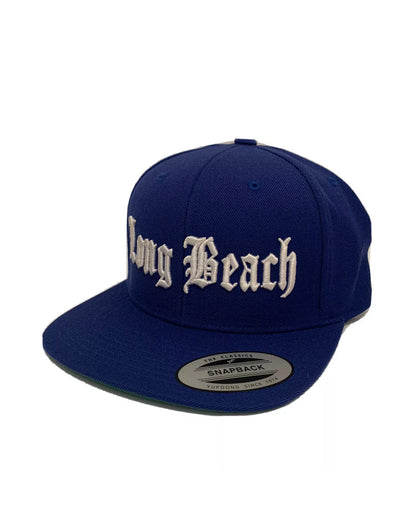 Long Beach Classic Snapback Cap Hat 3D Embroidery Yupoong Adjustable Royal Blue