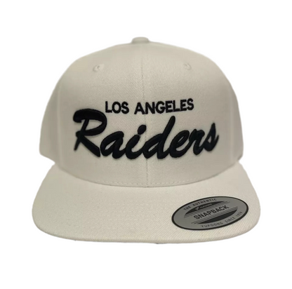 Los Angeles LA Raiders Script Classic Snapback Cap Hat Adjustable White