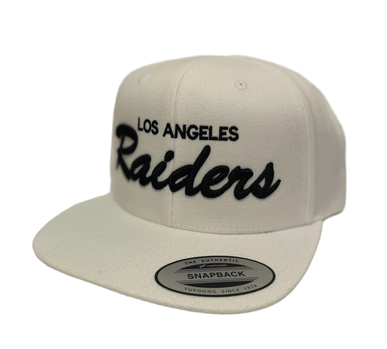 Los Angeles LA Raiders Script Classic Snapback Cap Hat Adjustable White