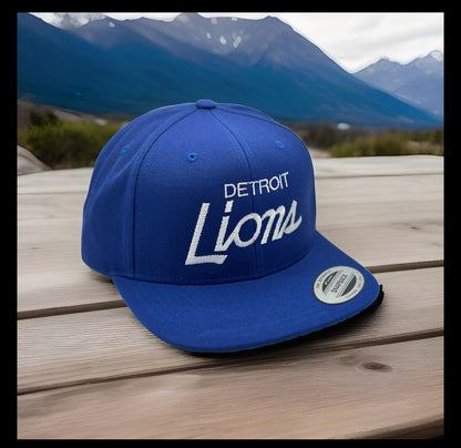 Gorra ajustable con visera ajustable clásica con logotipo de Detroit Michigan Lions en color azul