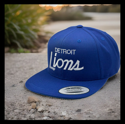 Gorra ajustable con visera ajustable clásica con logotipo de Detroit Michigan Lions en color azul